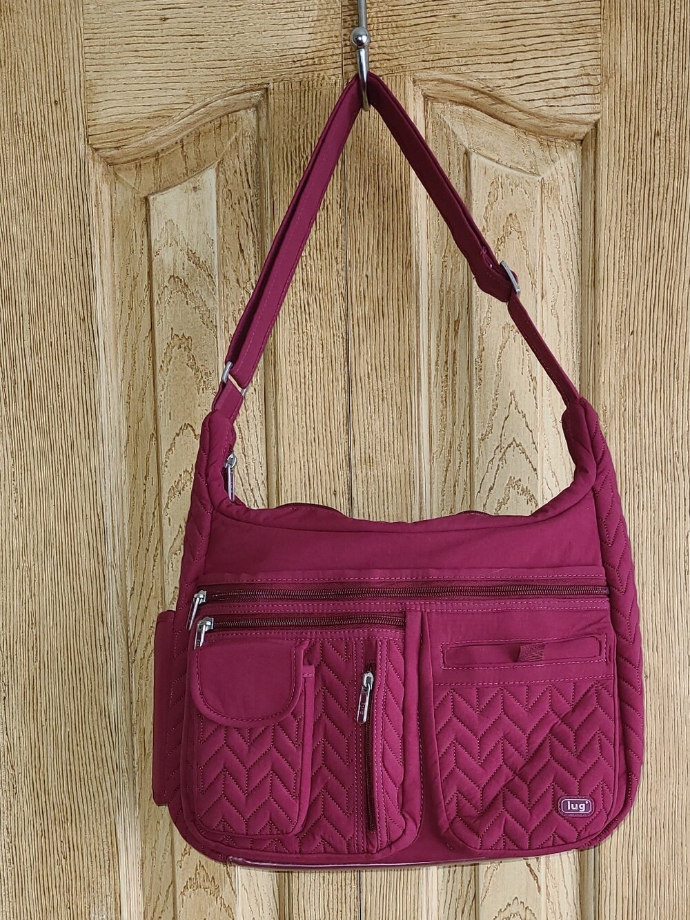 lug Quilted Shoulder Bag in Berry Pink